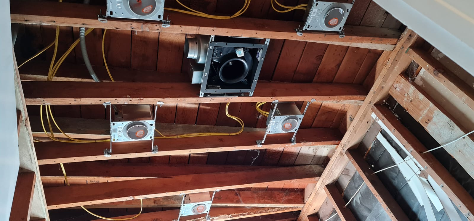 Ceiling Rough In Recessed Light Housings — INE Electrical Service job photo
